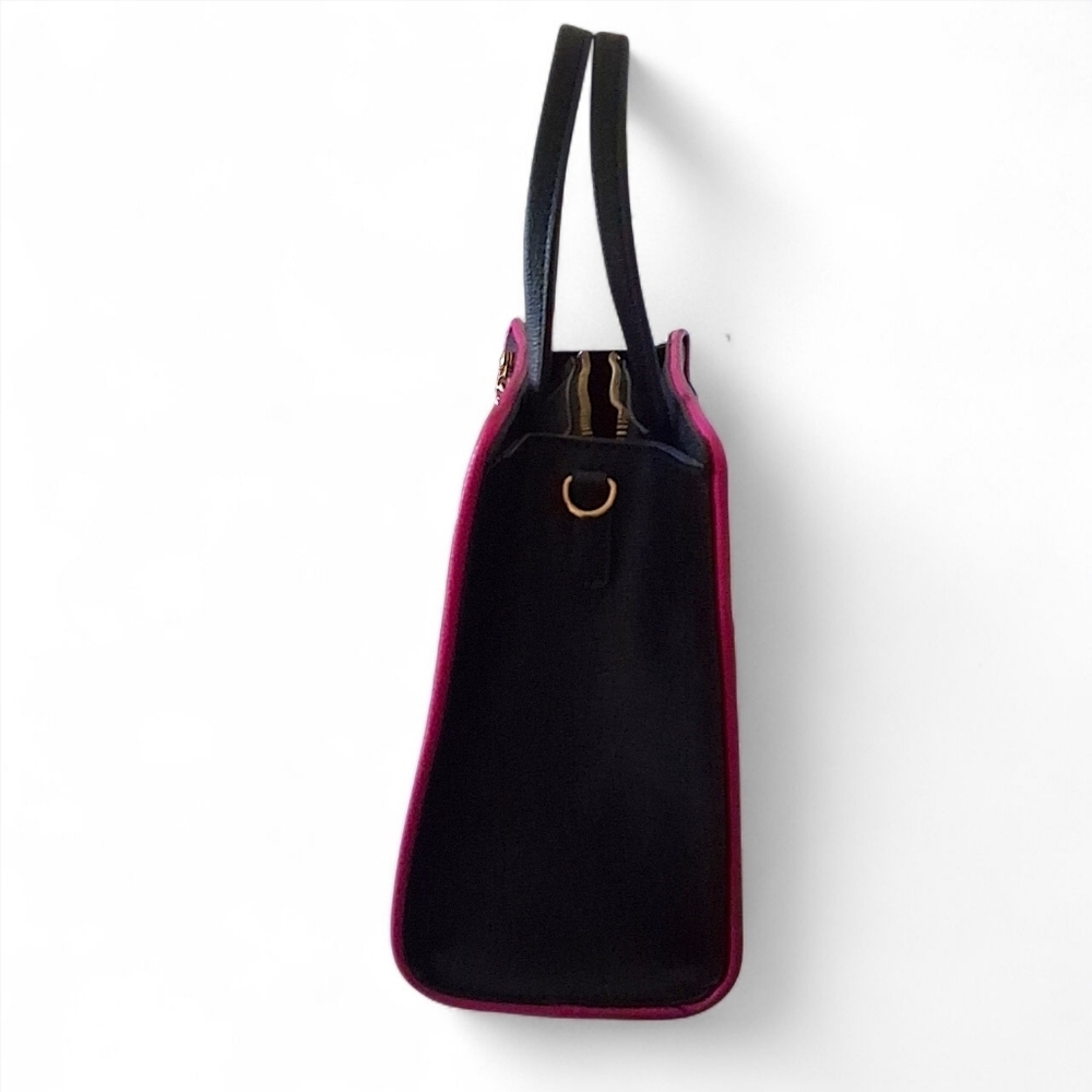 Karl Lagerfeld Paris Signature Hearts Satchel Crossbody โ Black/Fuchsia - Picture 5 of 15